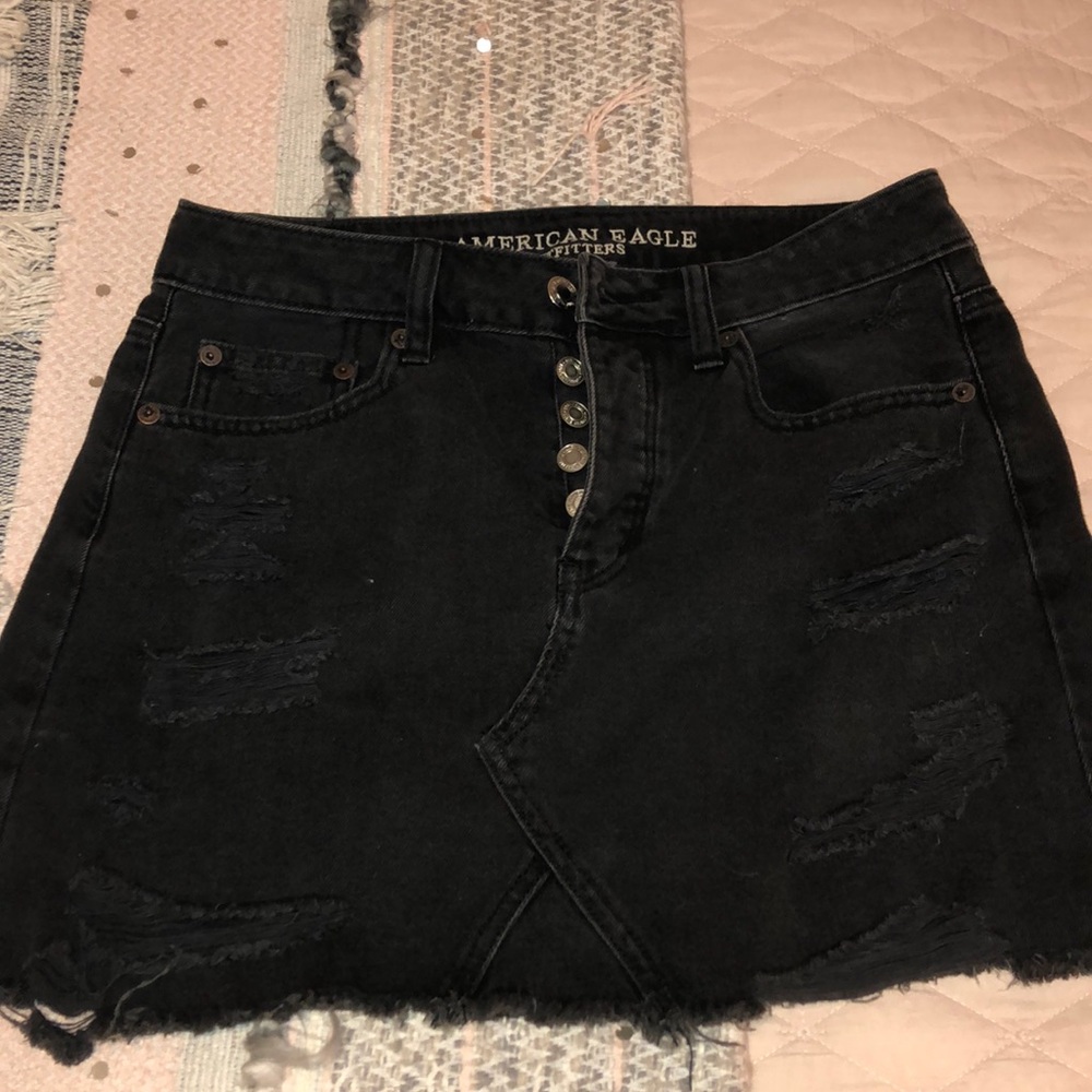 Black Denim Mini Skirt